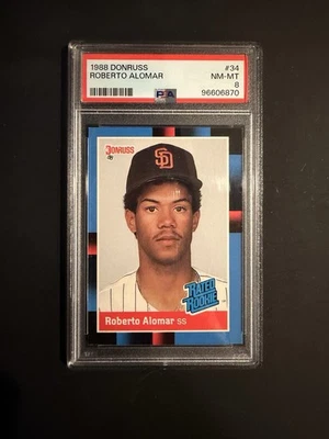 1988 Donruss Hall Of Fame Roberto Alomar Graded Rookie Card RC #34 - Image 1 of 2