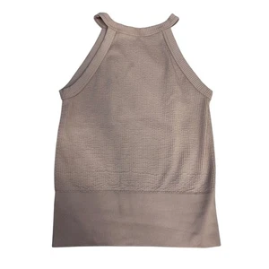 Free People Intimately XS/S Ribbed High Neck Tank Top Sleeveless Neutral Beige - Picture 1 of 6