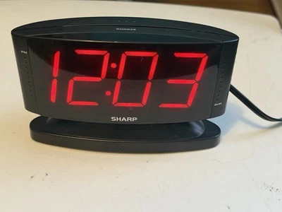 SHARP Model SPC033 Red LED Digital Alarm Clock with Swivel Case (black) Works - Image 1 of 4