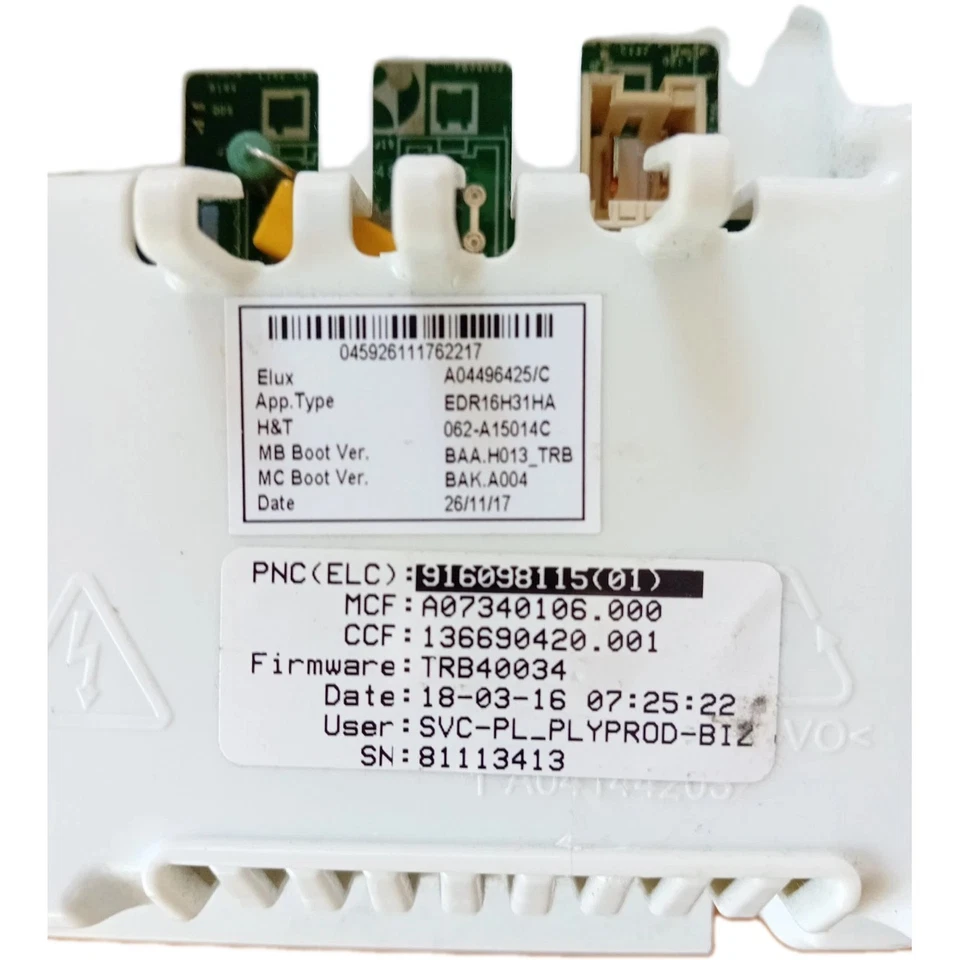 AEG  SERIES 8000 TUMBLE DRYER, 2016 CONTROL BOARD PCB MODULE (PNC)916098115 01   - image 1 of 4