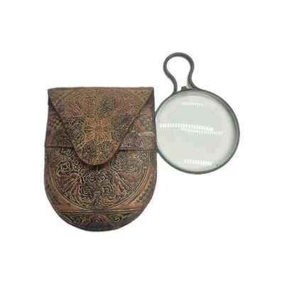 古董放大镜带装饰工具皮革保护壳 ~ 1800 年代风格 — 第 1/4 张图片