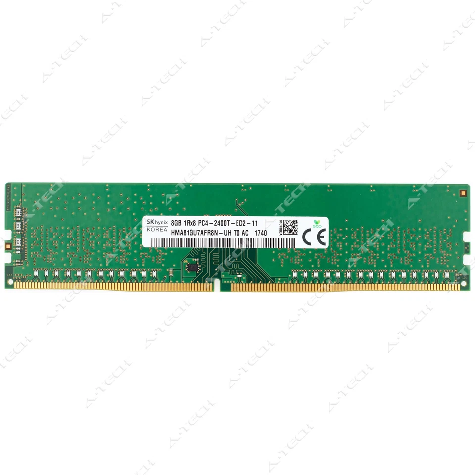 Hynix 8GB DDR4-2400 PC4-19200 1Rx8 ECC UDIMM Server Memory RAM HMA81GU7AFR8N-UH - Image 1 of 2