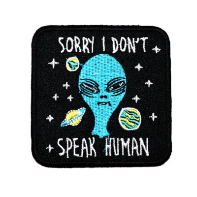 Funny Joke Ufology UFO Space Alien Sign Emblem DIY Clothing Jacket Iron on patch - Image 1 of 4