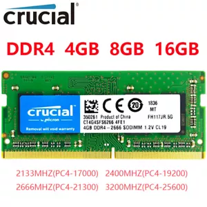 Crucial DDR4 4GB 8GB 16GB 2133 2400 2666  LAPTOP SPEICHER SODIMM NOTEBOOK-RAM - Picture 1 of 8