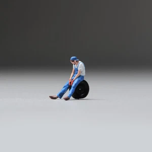 1/64 Sit On Tire Man Mini Doll Scene Props Figures Model Fit Cars Vehicle Toys - Picture 1 of 9