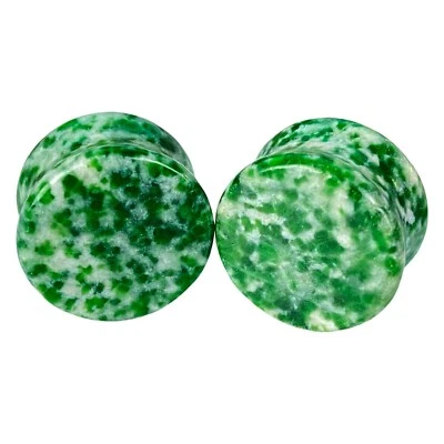 Par de tapones de doble llamarada de piedra de jade Qinghai (STN-727) medidores Foto 1 de 3