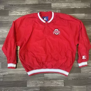 Giacca a vento vintage Starter Ohio State Buckeyes uomo grande maglione rosso - Foto 1 di 9