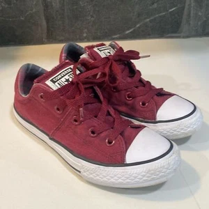 Converse All Star Youth Junior Boys Shoes in Maroon with Plaid Lining Size 1 - Picture 1 of 11