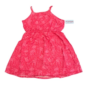 Cat & Jack Girls Size L 10/12 Sleeveless Dress Bright Coral Floral - Picture 1 of 8