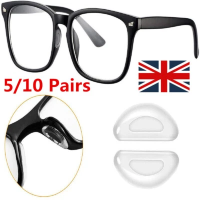 YANQUEENS 10Pairs Adhesive Nose pads for Eyeglass Anti-Slip Silicone Glasses Spectacles UK
