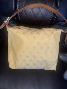 Dooney & Bourke Signature Logo Canvas Learher Yellow  Medium Shoulder Bag - Picture 1 of 14