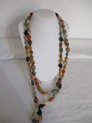 LOTTO DUE COLLANA PIETRE DURE AGATA VINTAGE bigiotteria collane - Immagine 1 di 4