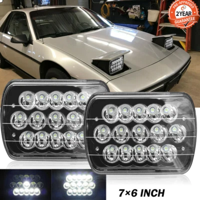 2 PIEZAS Faros LED Negros 7X6"" Alto/Bajo Vigo Sellado Ajuste Pontia Fiero 1984-1988 Foto 1 de 4