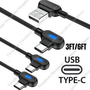 3/6Ft 90 Degree Right Angle USB C Fast Charger Cable Type C For Samsung/Android - Picture 1 of 14