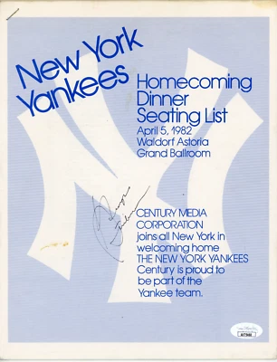 George Steinbrenner assinado NY Yankees lista de assentos para jantar autografada certificado de autenticidade JSA - Imagem 1 de 3