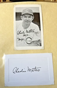 Charlie Metro Chicago Cubs Autographed Signed National Press Photo Postcard - Picture 1 of 3