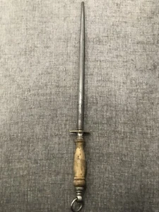 Vintage Antique WWII Arrow F.Dick 14” Sharpening Steel, Wooden Handle - Picture 1 of 7
