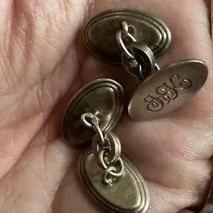LINKS Of London Argento Sterling 925 Gemelli Ovali Vintage Timbrati Originari - Foto 1 di 6