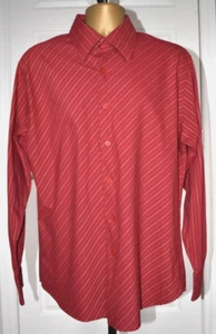 Report Long Sleeved Stretch Button Down Collard Shirt w Diagonal Pin Stripes XL - Picture 1 of 4