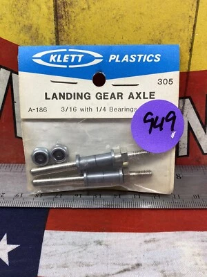 KLETT 305 {A-186} LANDING GEAR AXLE 3/16" With 1/4" Bearings -NEW- USA SHIPPED - Image 1 of 3