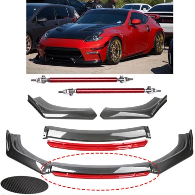 Front Bumper Lip Splitter Spoiler Body Kit Carbon Fiber Rods For Nissan 370Z - Изображение 1 из 4