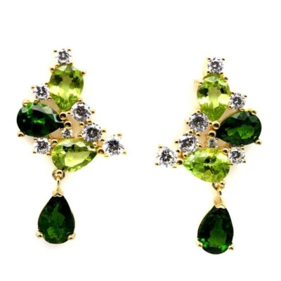 Wunderschöne Ohrringe mit natürlichen Diopside und Peridots - Bild 1 von 3