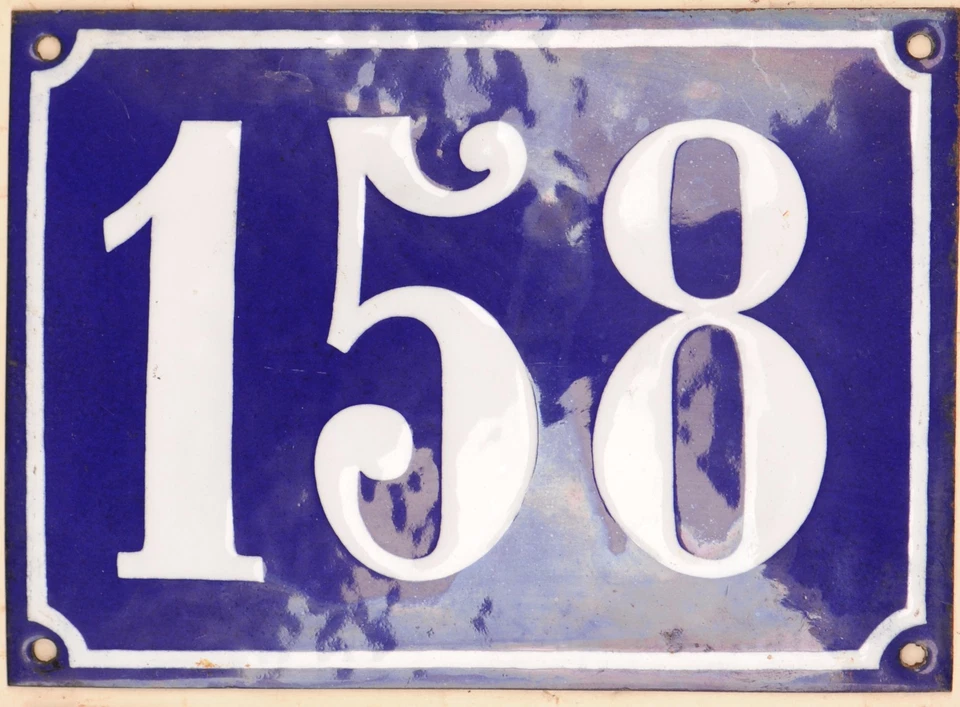 Gran casa francesa antigua número 158 puerta puerta puerta placa esmalte acero metal letrero Foto 1 de 1