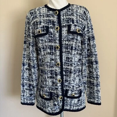 Suéter para mujer St Michael Marks & Spencer 40 botones azules texturizados dorados Foto 1 de 4