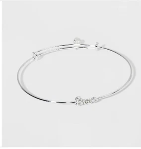 Women's Silver Plated Thin Expandable Brave Bangle Bracelet With Charm- Silver - Picture 1 of 7