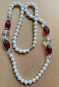 Pearl Necklace Vintage Long Faux