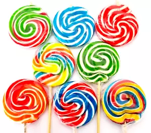 LOLLIPOPS 50 x 30g RAINBOW SWIRLY LOLLIES BULK EID PARTY BAG FILLERS HALAL large - Picture 1 of 22