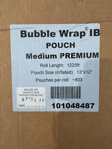 Sealed Air 101048487 - Newair I.B. Bubble pouch , 1225 ft., 12" W 13"L , - Picture 1 of 1