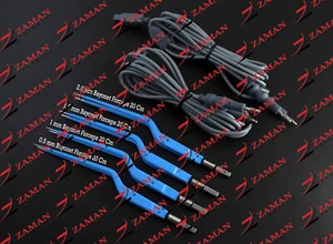 European Bayonet Bipolar Forceps & 3mtr Silicon Cords (4 pcs + 2 Cords ) By ZP - Picture 1 of 7