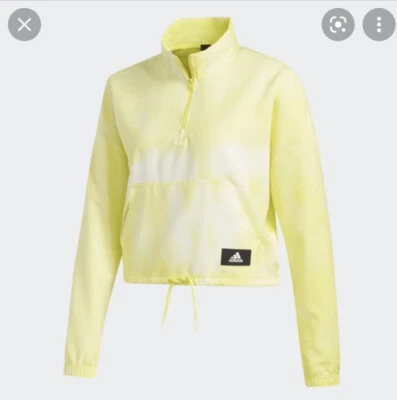 Cortavientos Adidas Essentials iD para mujer en amarillo choque talla pequeña media cremallera Foto 1 de 4