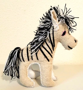 Vintage Style Mexican Folk Art ZEBRA Donkey Horse Stuffed Animal Plush 7" - Picture 1 of 5