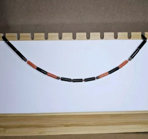 Collana di perle tubolari 16" argento sterling 925 rosso e nero stile sud-ovest - Foto 1 di 10