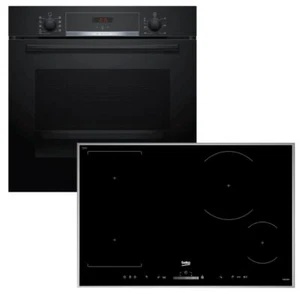 Herdset Bosch Backofen EcoClean mit Beko Induktionskochfeld Booster autark 80 cm - Bild 1 von 12