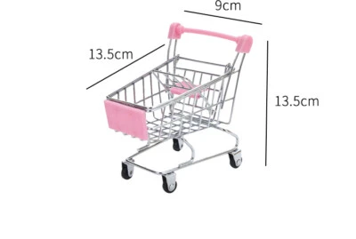 Mini carrito de compras rosa miniatura para casa de muñecas escala 1/12 supermercado carro trolley Foto 1 de 4