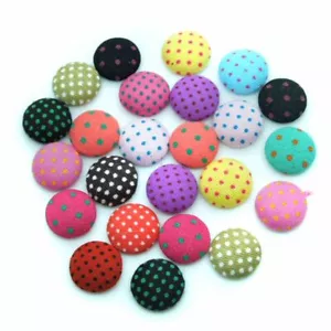 1pack Polka-dot Fabric Chunky Buttons Dotted Flatback Covered Button Sewing Craf - Picture 1 of 12