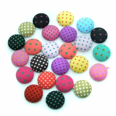 1pack Polka-dot Fabric Chunky Buttons Dotted Flatback Covered Button Sewing Craf - Image 1 of 4