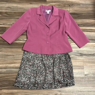 复古 JG Hook 女式 2 件套西装外套 12P 和花卉裙 10 件套聚酯纤维 — 第 1/4 张图片