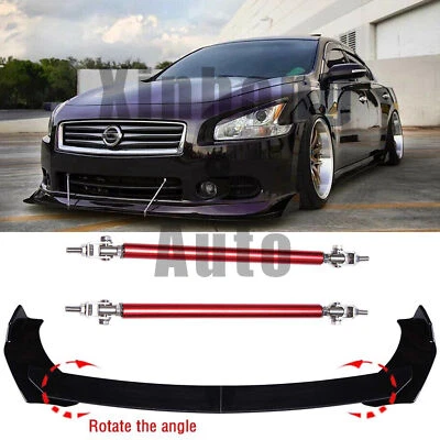 For 2009-2015 Nissan Maxima ST Front Bumper Lip Spoiler Splitters Glossy Black Foto 1 de 4