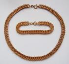 BN Vintage 1930s Deco Gold Metal Spiral-Link Bracelet & Necklace by Jakob Bengel