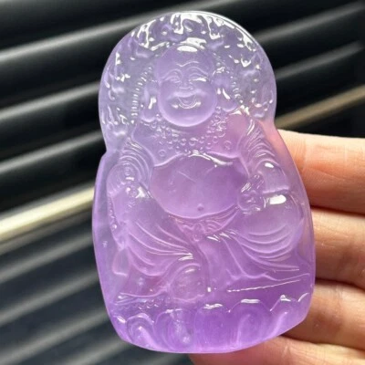 Colgante y collares Buda amuleto jadeíta púrpura hielo alto natural real Buda Foto 1 de 4