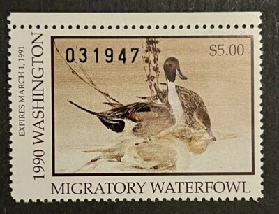 Travelstamps: 1990 US Washington Duck Stamp - Migratory Waterfowl Mint MNH OG - Image 1 of 4