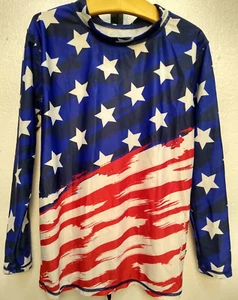 BANANA BOAT Patriotic Red/White/Blue lg sleeve pullover SZ M, UPF 50+PROTECTION - Picture 1 of 7