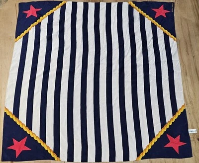 Bufanda Vintage Albert Nipon 100% Seda Japón Rayas Estrellas Náutica Rojo Blanco Azul Foto 1 de 4