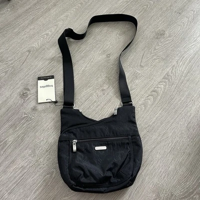 Сумочка через плечо Baggallini карман кроссовер черный тональный зебра животных печати - Изображение 1 из 4