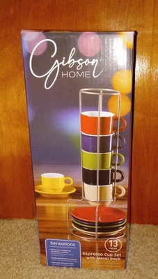 Juego de tazas Gibson Home Expresso con estante de metal nuevo en caja Foto 1 de 3