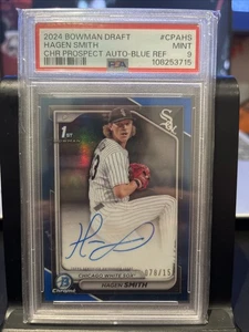 Bowman Chrome Hagen Smith 1st Blue Wave Auto 2024/150 White Sox #CPA-HS PSA 9 - Imagen 1 de 2